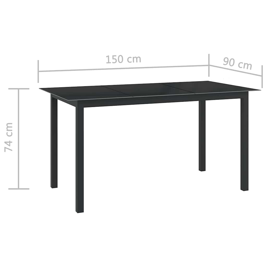 vidaXL 7 Piece Garden Dining Set Aluminium Black