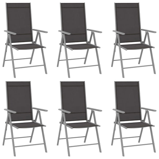 vidaXL 7 Piece Garden Dining Set Aluminium Silver and Black