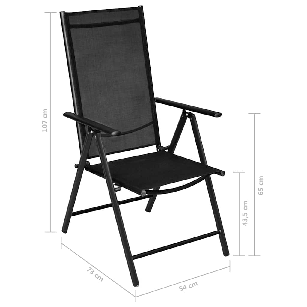 vidaXL 7 Piece Garden Dining Set Aluminium Silver and Black