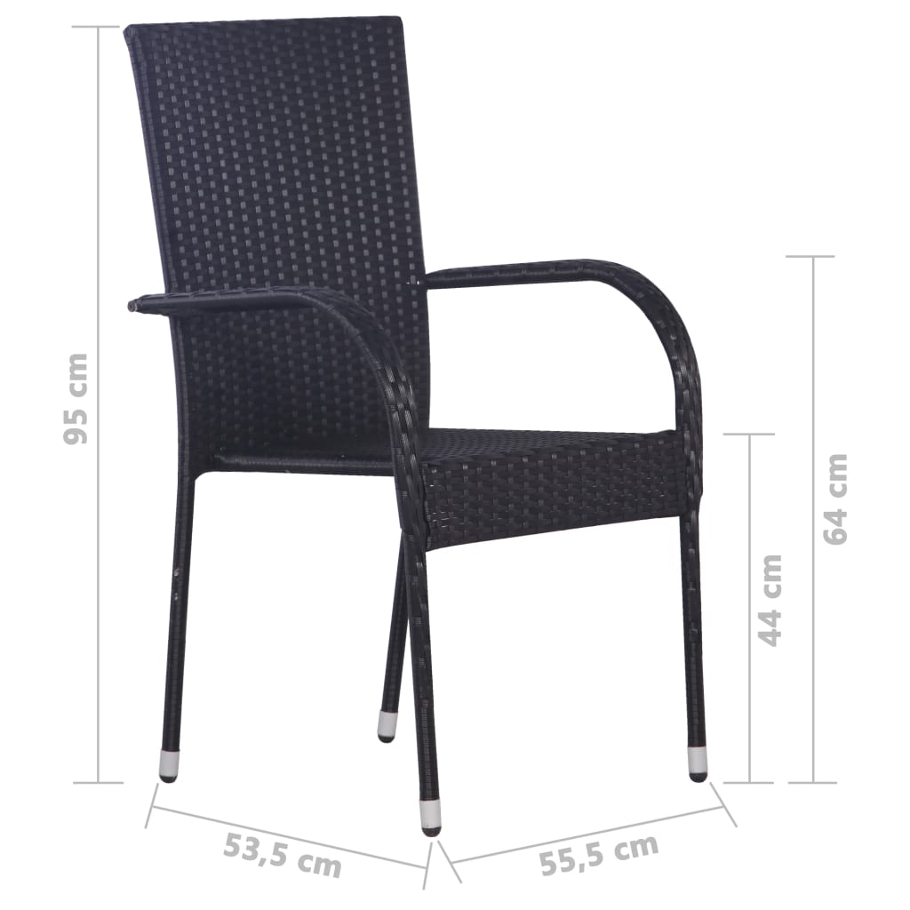 vidaXL Dining Set | Black | Solid Acacia wood, PE rattan, Powder-coated steel