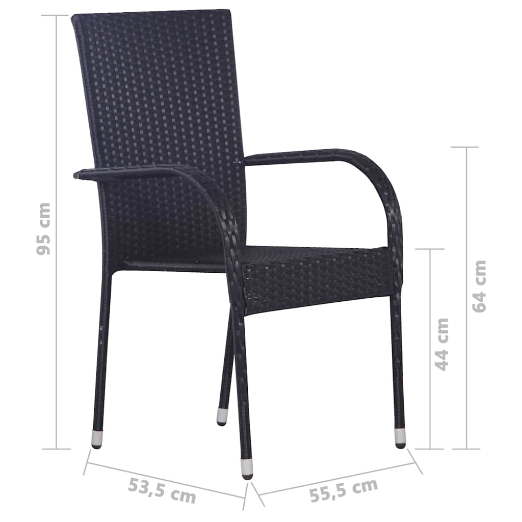 3070758 vidaXL 7 Piece Garden Dining Set Poly Rattan Black (41818+310087)