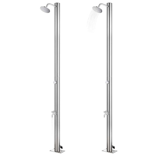 vidaXL Garden Shower with Grey Base 220 cm Stainless Steel