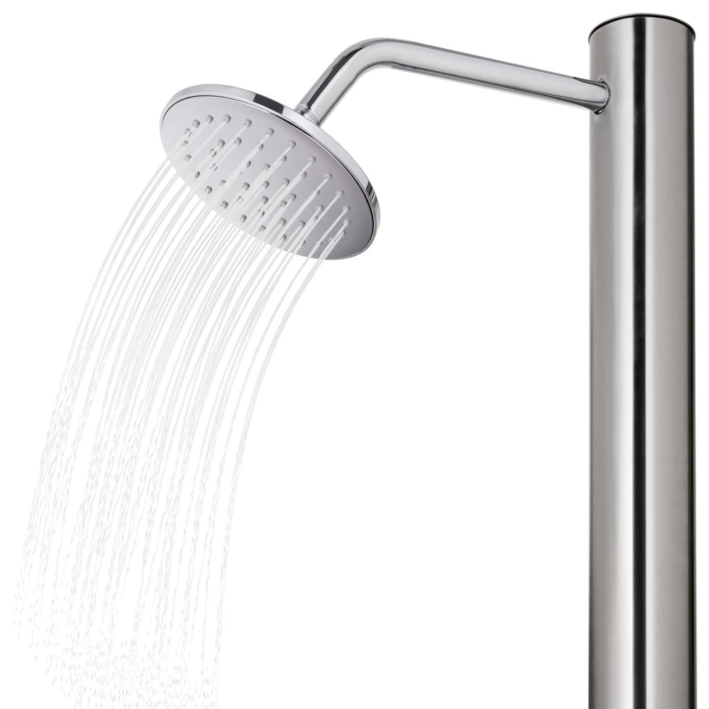vidaXL Garden Shower with Grey Base 220 cm Stainless Steel