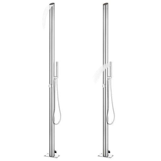 vidaXL Garden Shower with Brown Base 225 cm Stainless Steel