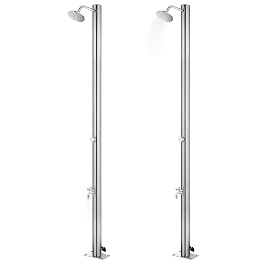 vidaXL Garden Shower with Grey Base 220 cm Stainless Steel