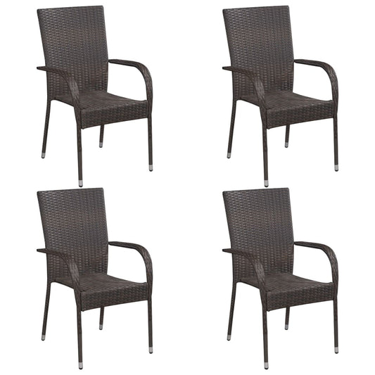 vidaXL Dining Set | Brown | Solid Acacia Wood, PE Rattan, Powder-Coated Steel
