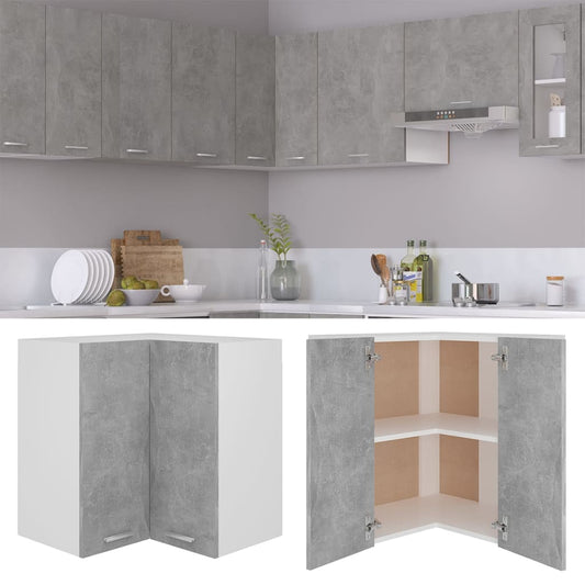 806394 vidaXL Hanging Corner Cabinet "Lyon" Concrete Grey 57x57x60 cm Engineered Wood