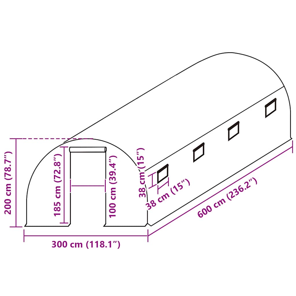 vidaXL Greenhouse Replacement Cover (18 m²) 3x6x2 m Transparent