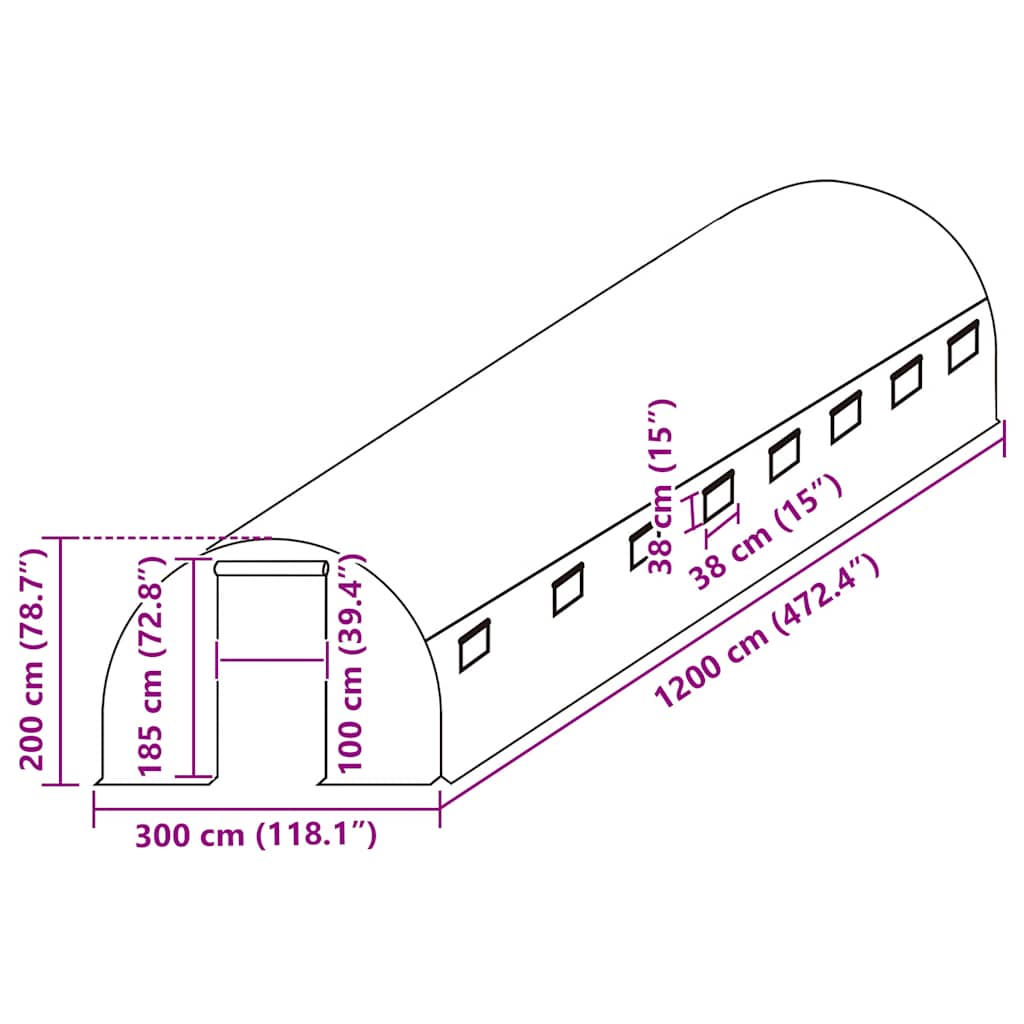 vidaXL Greenhouse Replacement Cover (36 m²) 3x12x2 m Transparent