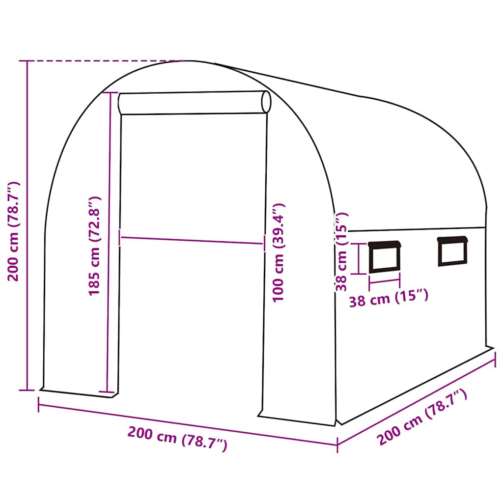 vidaXL Greenhouse Replacement Cover (4 m²) 200x200x200 cm Green