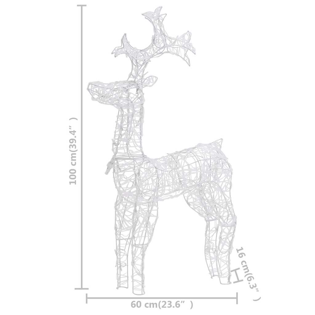 329777 vidaXL Reindeer Christmas Decoration 90 LEDs 60x16x100 cm Acrylic