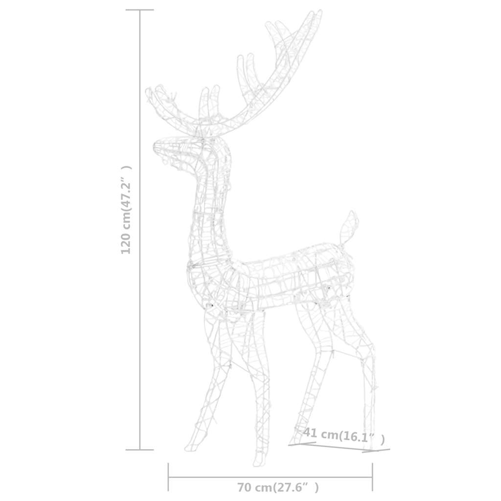 vidaXL Acrylic Reindeer Christmas Decoration 140 LEDs 128 cm Cold White