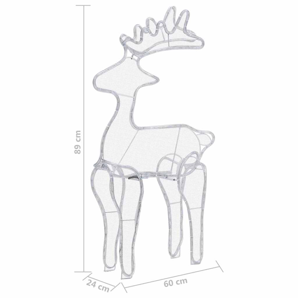 329824 vidaXL Reindeer Christmas Decoration with Mesh 306 LEDs 60x24x89cm