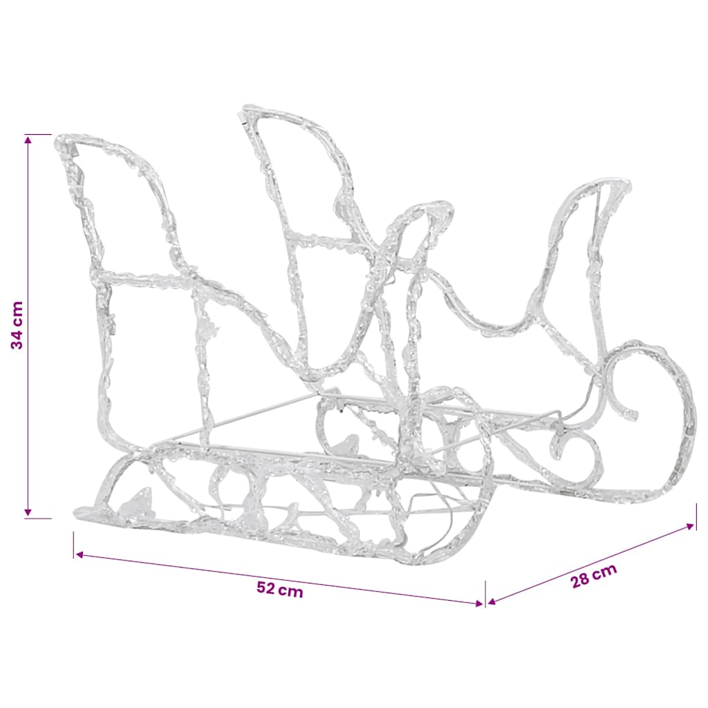 vidaXL Reindeers & Sleigh Christmas Decoration 160 LEDs 130 cm Acrylic