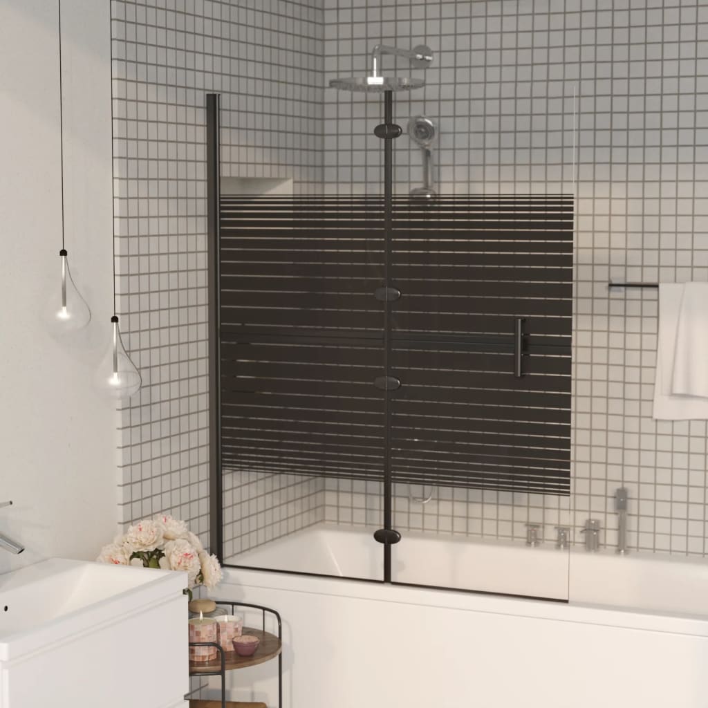 150742 vidaXL Folding Shower Enclosure ESG 120x140 cm Black
