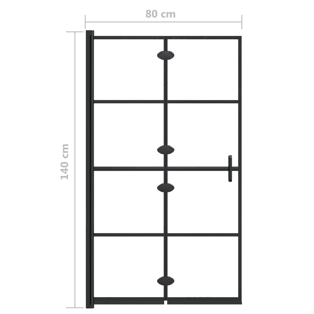 150743 vidaXL Folding Shower Enclosure ESG 80x140 cm Black