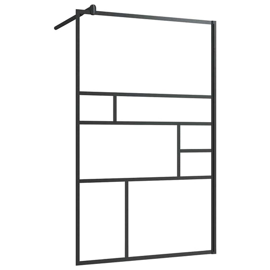 150754 vidaXL Walk-in Shower Wall with Clear ESG Glass 100x195 cm Black
