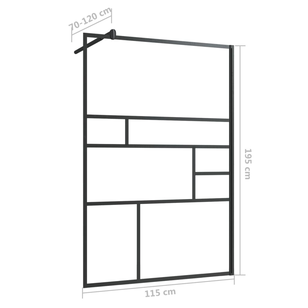 vidaXL Walk-in Shower Wall with Clear ESG Glass 115x195 cm Black