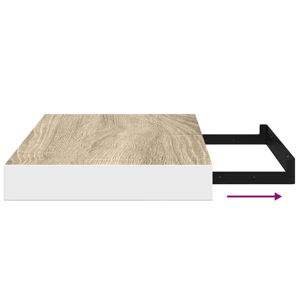 vidaXL Floating Wall Shelves 2 pcs Oak and White 40x23.5x3.8 cm MDF