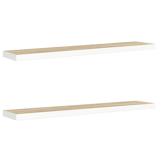 326586 vidaXL Floating Wall Shelves 2 pcs Oak and White 120x23,5x3,8 cm MDF