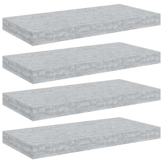 vidaXL Floating Wall Shelves 4 pcs Concrete Grey 50x23.5x3.8 cm MDF