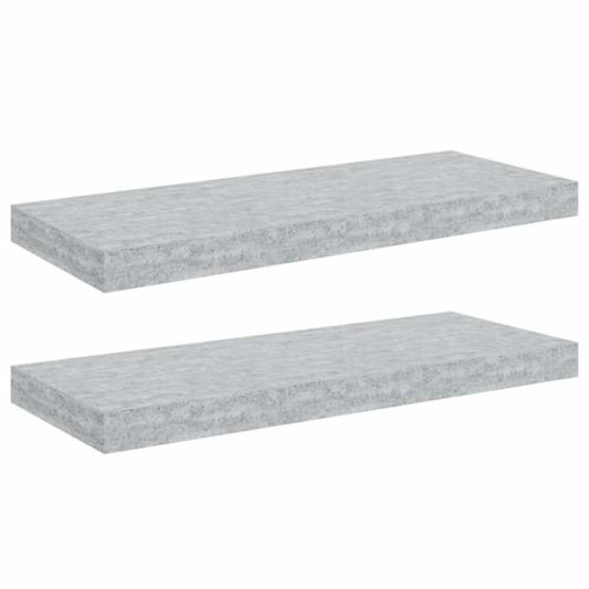 326598 vidaXL Floating Wall Shelves 2 pcs Concrete Grey 60x23,5x3,8 cm MDF