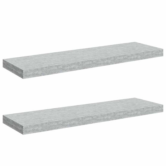 vidaXL Floating Wall Shelves 2 pcs Concrete Grey 80x23.5x3.8 cm MDF