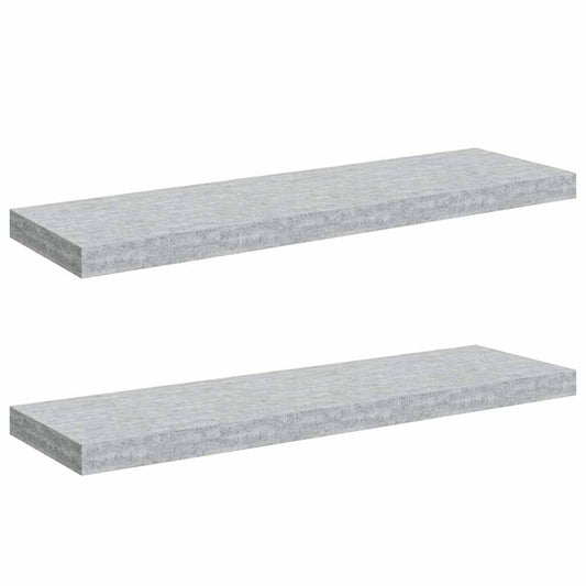 326601 vidaXL Floating Wall Shelves 2 pcs Concrete Grey 80x23,5x3,8 cm MDF