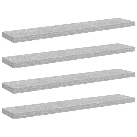 vidaXL Floating Wall Shelves 4 pcs Concrete Grey 120x23.5x3.8 cm MDF