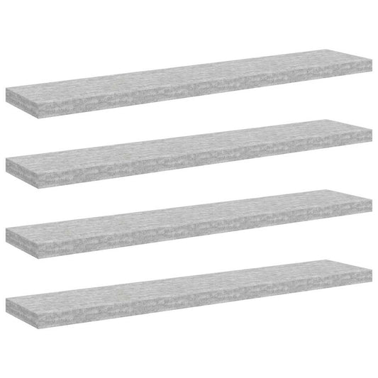 326608 vidaXL Floating Wall Shelves 4 pcs Concrete Grey 120x23,5x3,8 cm MDF