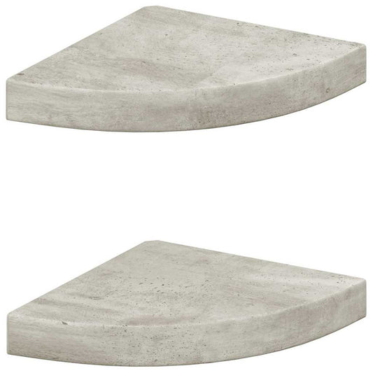 326634 vidaXL Wall Corner Shelves 2 pcs Concrete Grey 25x25x3,8 cm MDF