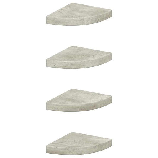 326635 vidaXL Wall Corner Shelves 4 pcs Concrete Grey 25x25x3,8 cm MDF