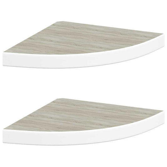 326640 vidaXL Wall Corner Shelves 2 pcs Oak and White 35x35x3,8 cm MDF