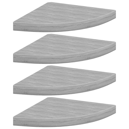 vidaXL Wall Corner Shelves 4 pcs Concrete Grey 35x35x3.8 cm MDF
