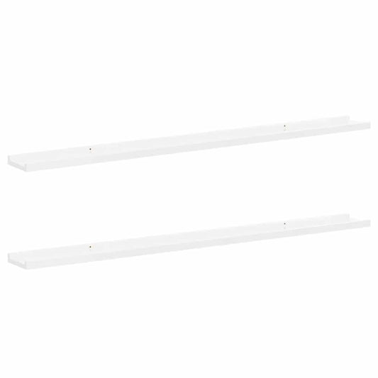 vidaXL Wall Shelves 2 pcs High Gloss White 115x9x3 cm