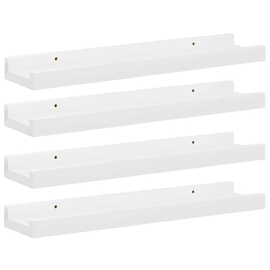 326653 vidaXL Wall Shelves 4 pcs High Gloss White 40x9x3 cm