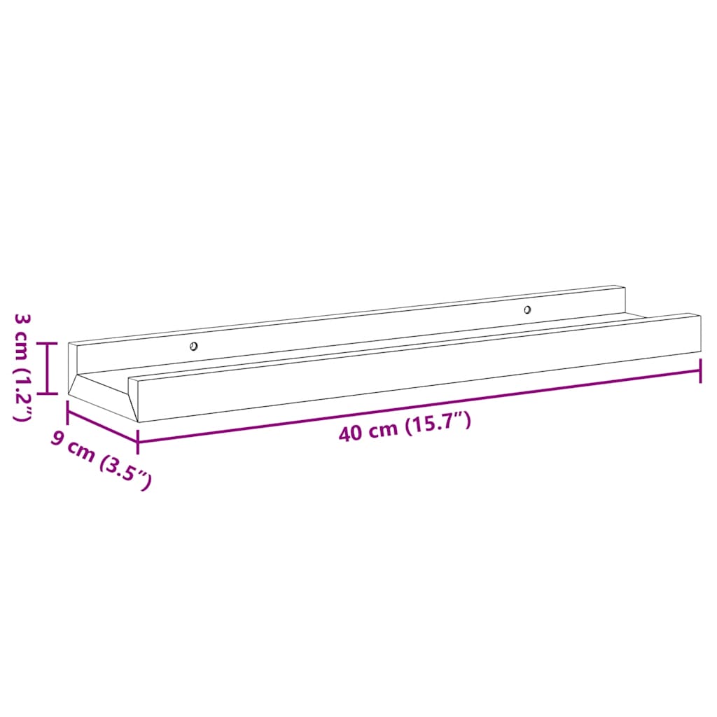 vidaXL Wall Shelf | Set of 4 | High gloss white | MDF | Medium | Wall mounting