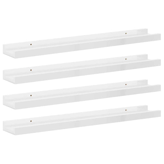 326654 vidaXL Wall Shelves 4 pcs High Gloss White 60x9x3 cm