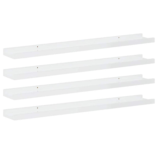 vidaXL Wall Shelves 4 pcs High Gloss White 80x9x3 cm