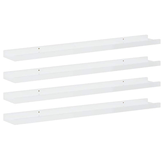 326655 vidaXL Wall Shelves 4 pcs High Gloss White 80x9x3 cm