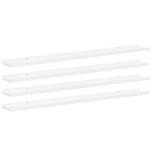 326656 vidaXL Wall Shelves 4 pcs High Gloss White 100x9x3 cm
