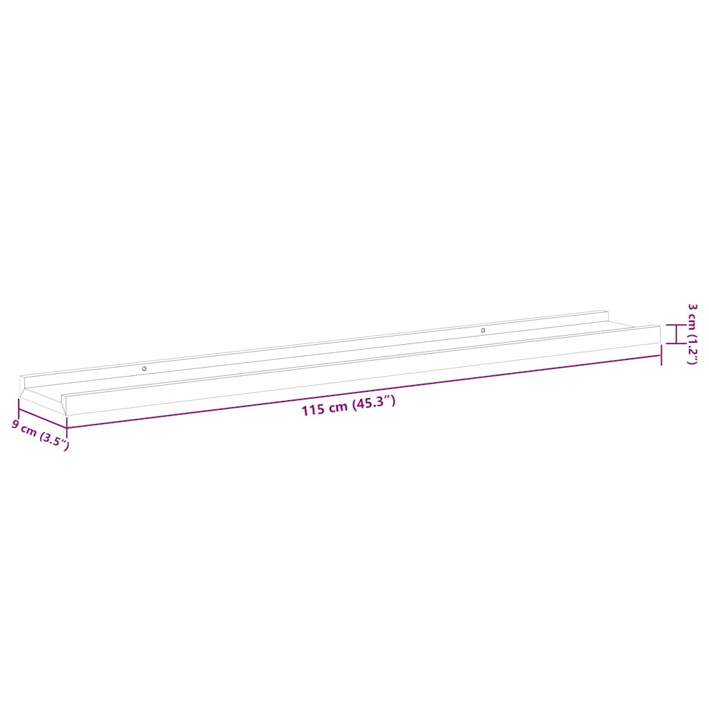 326664 vidaXL Wall Shelves 4 pcs White 115x9x3 cm