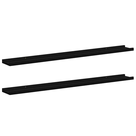 326665 vidaXL Wall Shelves 2 pcs Black 100x9x3 cm