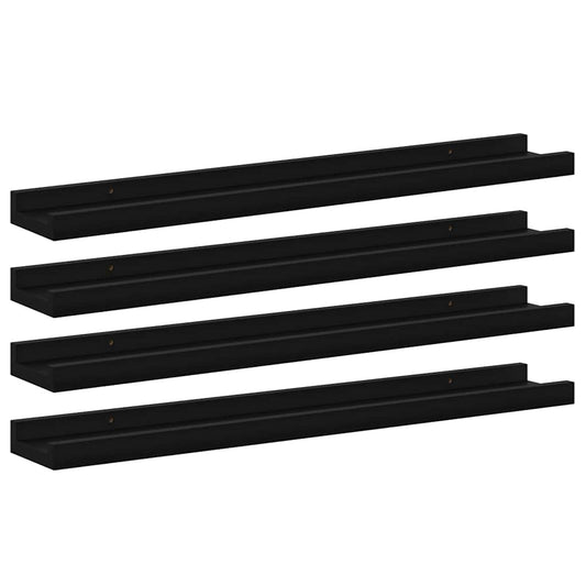 326668 vidaXL Wall Shelves 4 pcs Black 60x9x3 cm