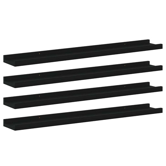 326669 vidaXL Wall Shelves 4 pcs Black 80x9x3 cm