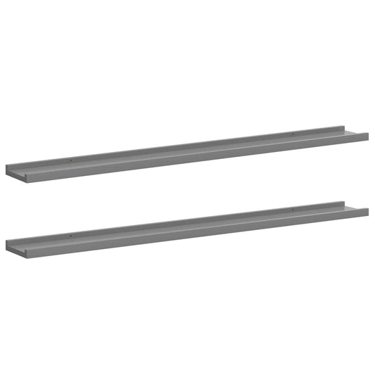 326672 vidaXL Wall Shelves 2 pcs Grey 100x9x3 cm