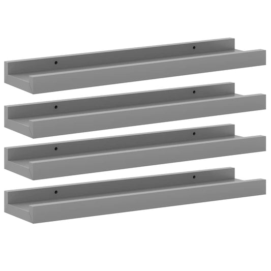 326674 vidaXL Wall Shelves 4 pcs Grey 40x9x3 cm