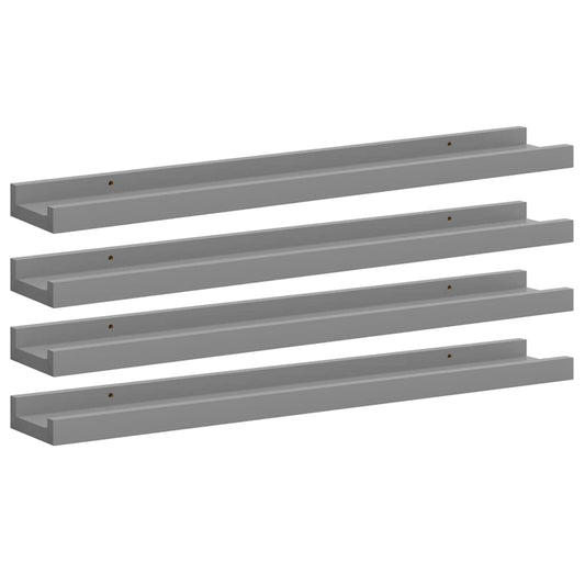 326675 vidaXL Wall Shelves 4 pcs Grey 60x9x3 cm