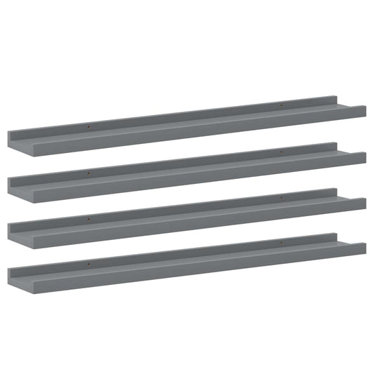 326676 vidaXL Wall Shelves 4 pcs Grey 80x9x3 cm