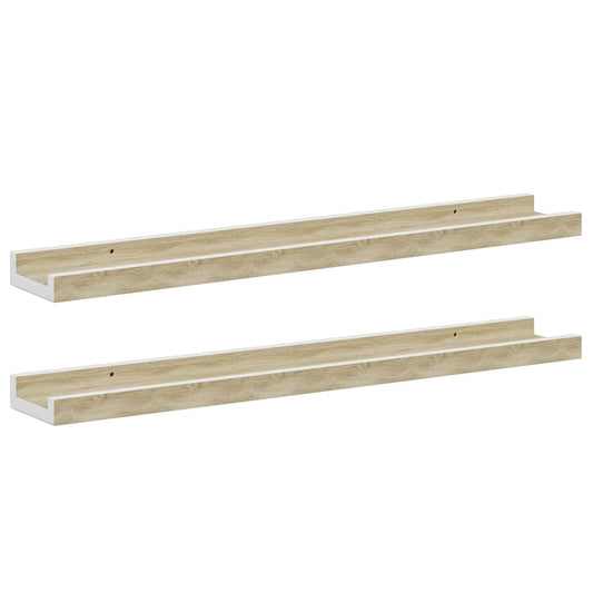 326690 vidaXL Wall Shelves 2 pcs White and Sonoma Oak 60x9x3 cm